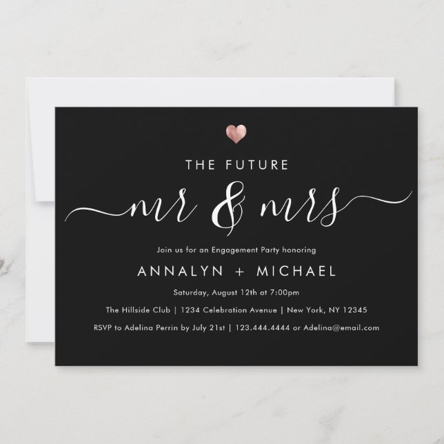 Modern Rose Future Mr and Mrs Engagement Party Invitation (Front)