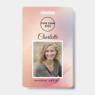 Modern Rose Glitter Employee Photo ID  Badge
