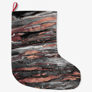 Modern rose gold abstract marbleised paint large christmas stocking