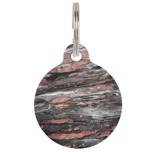 Modern rose gold abstract marbleised paint pet tag