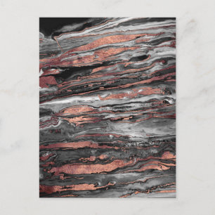 Modern rose gold abstract marbleised paint postcard