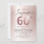 Modern rose gold adult surprise 60th birthday invitation<br><div class="desc">Modern Shhh, it's a surprise 60th birthday party invitation features stylish script and faux rose gold glitter number 60 and your party details on rose gold background, simple and elegant, great surprise adult milestone birthday invitation for women. the black background colour can be changed to any colour of your choice....</div>