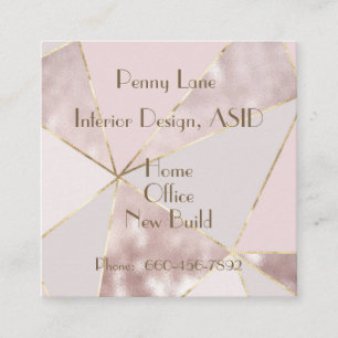 Modern Rose Gold and Pink Square Business Card