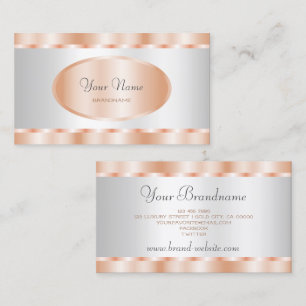Modern Rose Gold and Silver Effect Professional Business Card