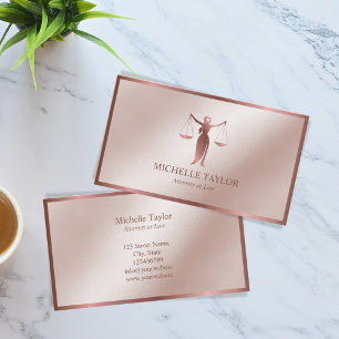 Modern Rose Gold Attorney Lawyer Office Business Card