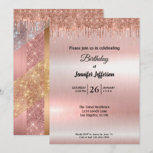 Modern rose gold Birthday invitation