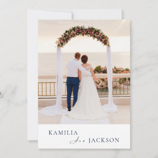 Modern Rose Gold Black Back Minimalist Wedding  Invitation