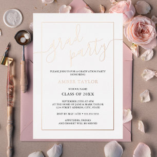 Modern Rose Gold Black Graduation Party 