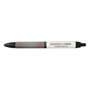 Modern Rose Gold Black Striped Personalised Name Ink Pen