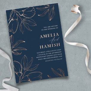 Modern Rose Gold & Blue Floral Wedding 