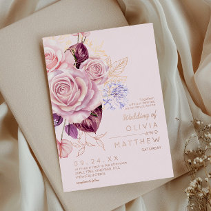 Modern Rose Gold Blush Floral Wedding 