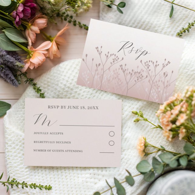 Modern Rose Gold Botanical Wedding RSVP (Creator Uploaded)