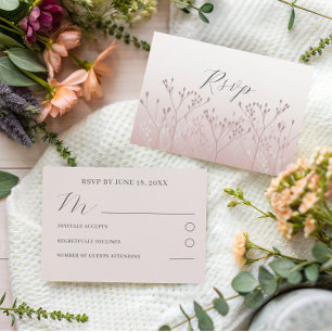 Modern Rose Gold Botanical Wedding RSVP Card