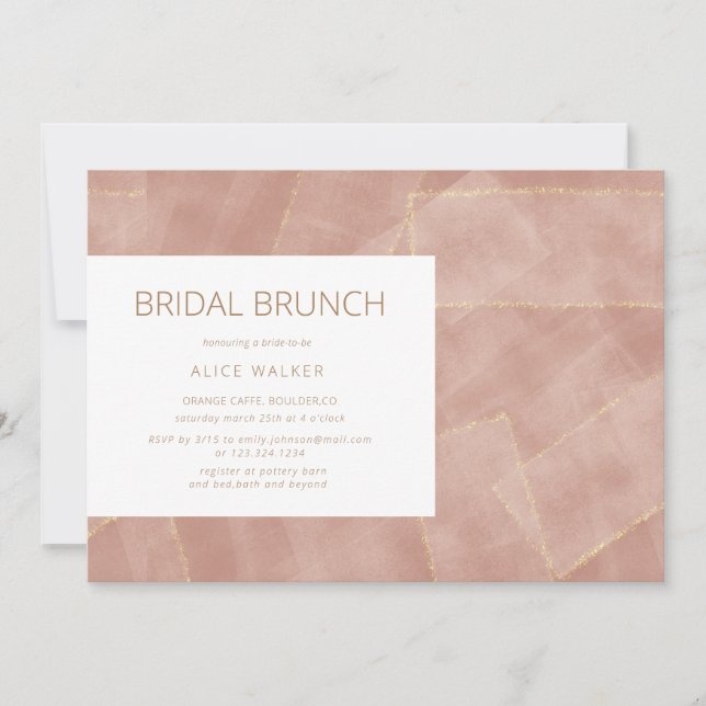 modern rose gold bridal brunch invitation (Front)
