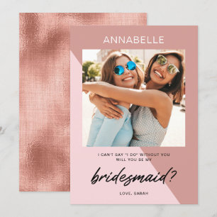 Modern Rose Gold Bridesmaid Proposal Invitation