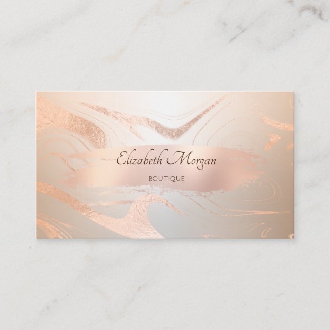 Modern Rose Gold Brush Stroke Business Card (Front)