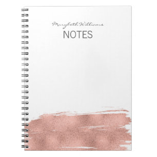 Modern Rose Gold Brushstroke Notebook