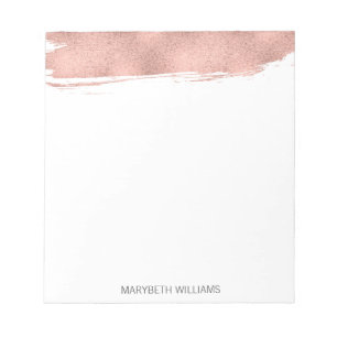 Modern Rose Gold Brushstroke Notepad