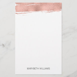 Modern Rose Gold Brushstroke Stationery