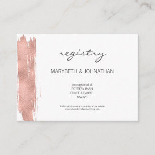 Modern Rose Gold Brushstroke Wedding Registry Card