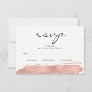 Modern Rose Gold Brushstroke Wedding RSVP Card
