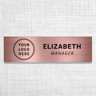 Modern Rose Gold Business Logo Name Tag