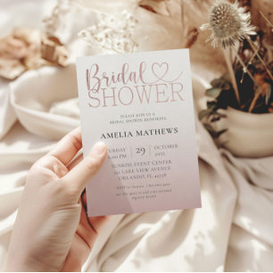 Modern Rose Gold Calligraphy Bridal Shower  Invitation