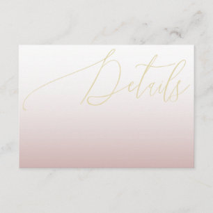 Modern Rose Gold & Calligraphy Wedding Details Enclosure Card