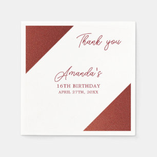 Modern Rose Gold Copper Glitter Sweet 16 Birthday Napkin