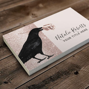Modern Rose Gold Crow & Flower Event Planning Business Card