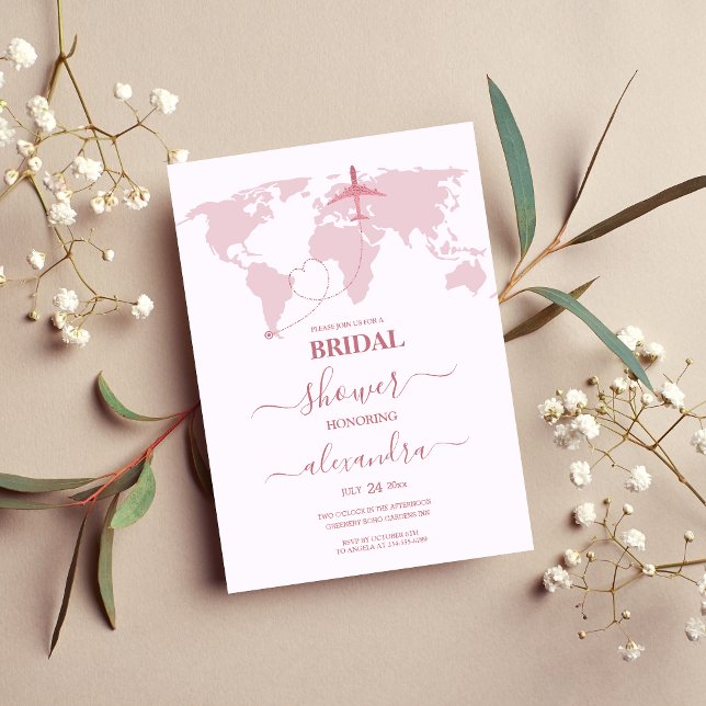 Modern Rose Gold Destination Passport Bridal Invitation (Creator Uploaded)