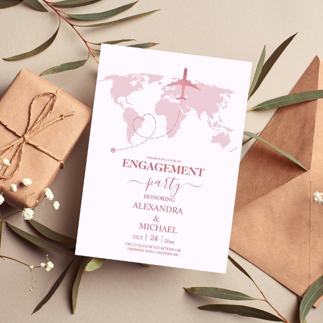 Modern Rose Gold Destination Passport Engagement Invitation (Creator Uploaded)