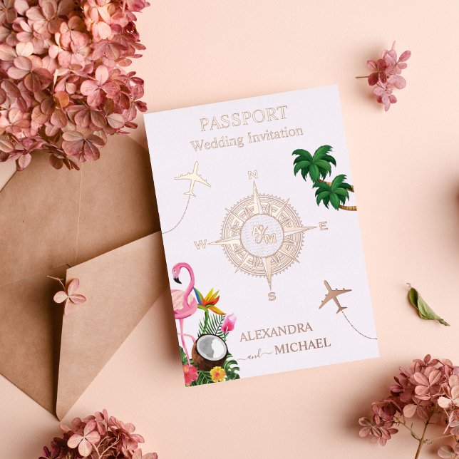 Modern Rose Gold Destination Passport Wedding (Creator Uploaded)