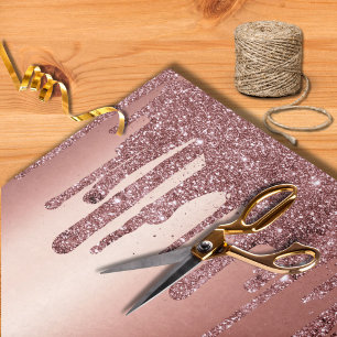 Modern Rose Gold Dripping Glitter Wedding Tissue Paper