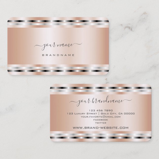 Modern Rose Gold Effect Template Professional Business Card (Front/Back)