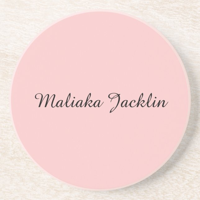 Modern Rose Gold Elegant Personalised Name Coaster (Front)