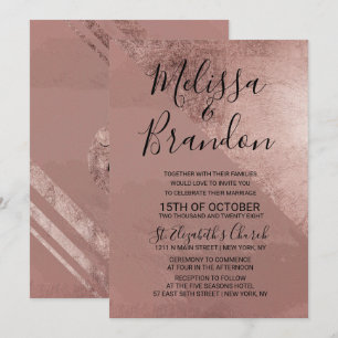 Modern Rose Gold Faux Foil Triangle Wedding Invitation