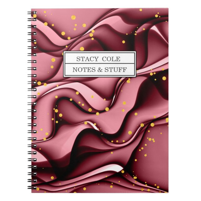 Modern Rose Gold Faux Glitter Name Personalised Notebook (Front)