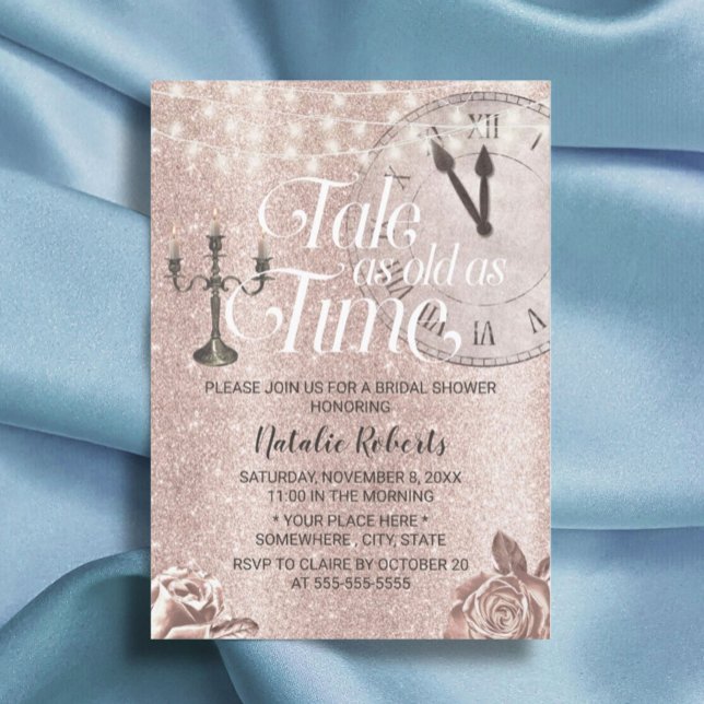 Modern Rose Gold Floral Fairy Tale Bridal Shower Invitation (Creator Uploaded)