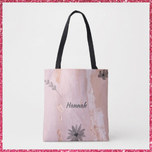 Modern Rose Gold Floral Tote Bag