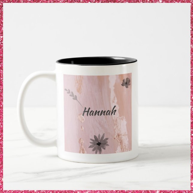 Modern Rose Gold Floral Two-Tone Coffee Mug (Creator Uploaded)