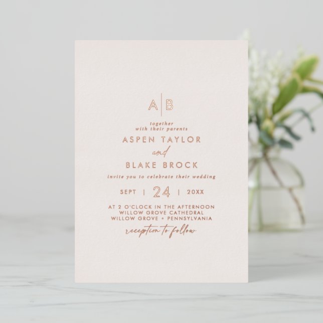 Modern Rose Gold Foil | Blush Monogram Wedding (Standing Front)
