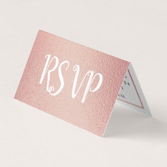 Modern Rose Gold Foil Calendar RSVP Card (Front)
