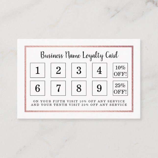 Modern Rose Gold Foil - Loyalty Card (Front)