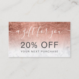 Modern rose gold foil marble ombre professional discount card