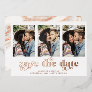 Modern Rose Gold Foil Marble Save the Date