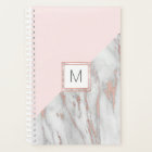 Modern Rose Gold Foil Pink Grey Marble | MONOGRAM