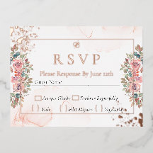 Modern rose gold foil rsvp wedding