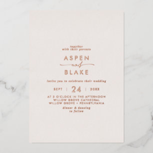 Modern Rose Gold Foil Script Blush Casual Wedding