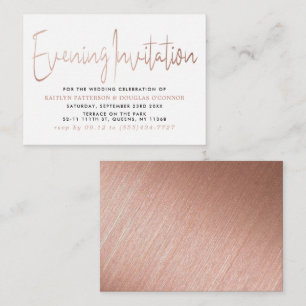 Modern Rose Gold Foil Script Evening Invitation